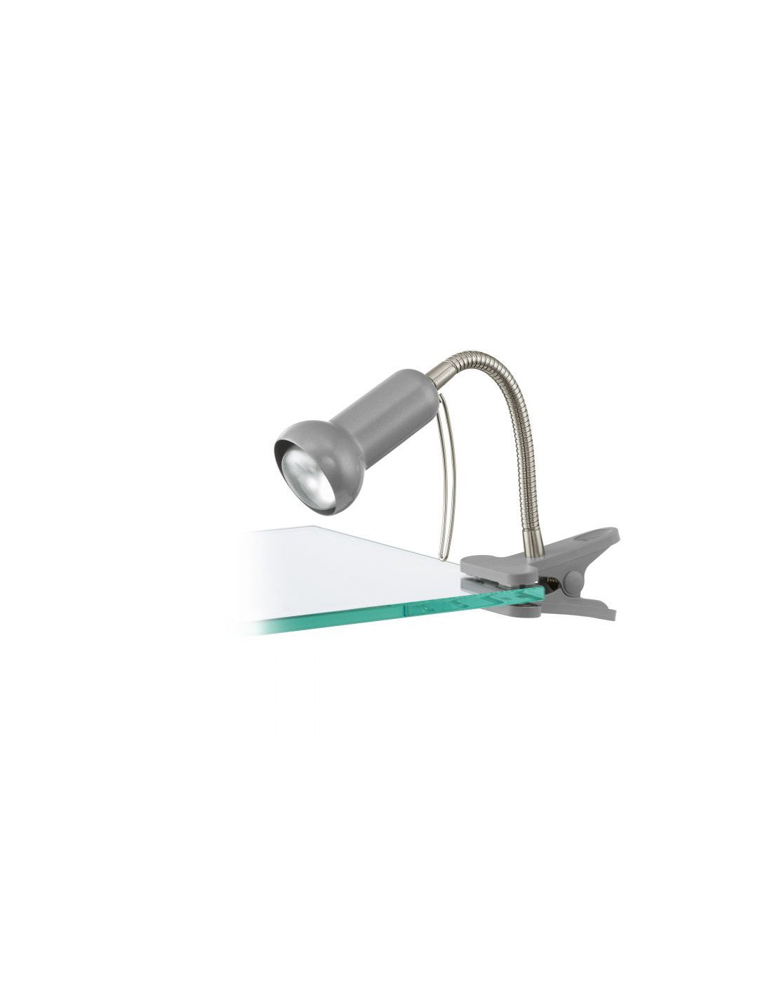Lampe de bureau avec bras articulé et pince, coloris argent, marque Fabio Eglo.