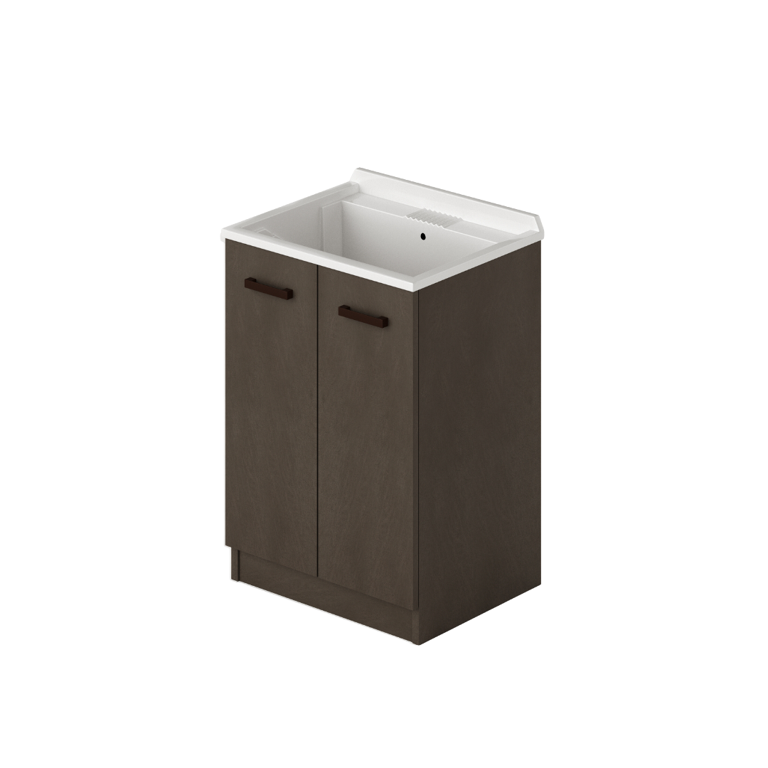 Meuble lavabo à linge avec 2 portes couleur Boue H86x61x50cm