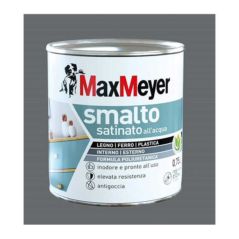 Émail satiné gris fumé à base d'eau 0,75 l