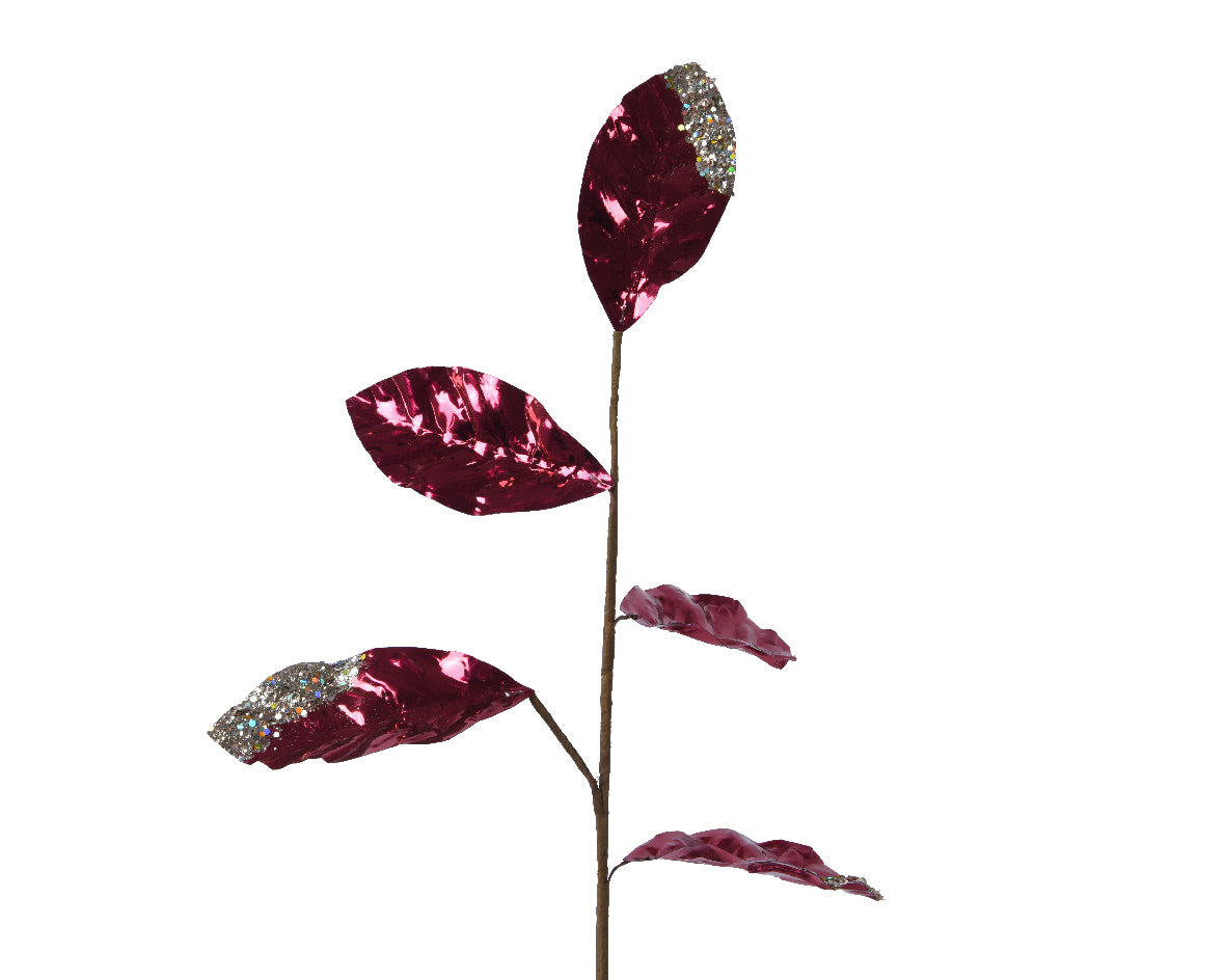 Fleur à paillettes métallisées Bordeaux 1 x 15 x 80 cm
