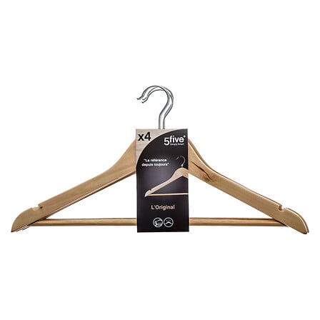 Set di 4 grucce in legno 44,5x1,2x23 cm