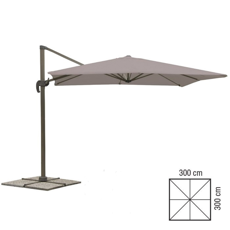 Parasol carré 3x3 gris tourterelle