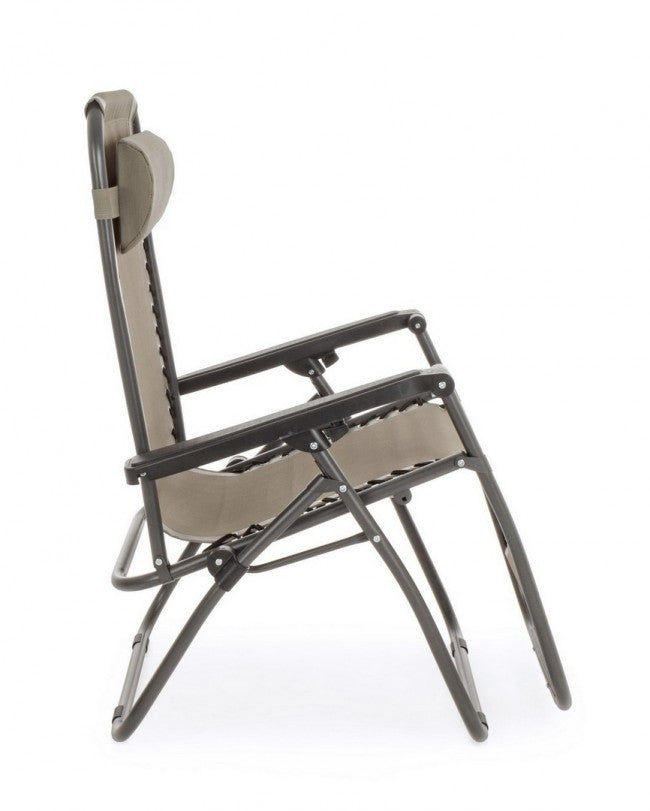 Chaise Longue Pliante Martin Tortora - Acier Traité, Tissu Textilène 540gr/m2 - Dimensions : 65a x 176b x 80h cm