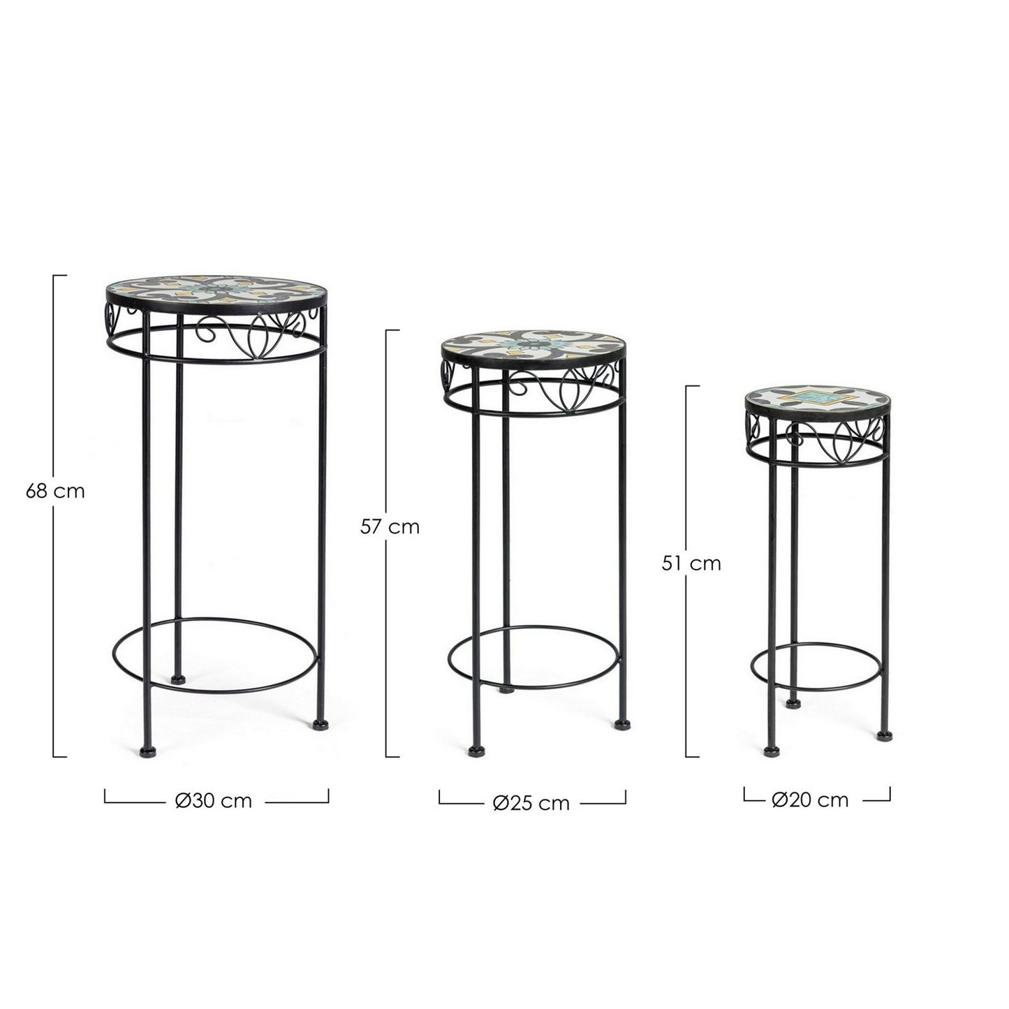 Tavolino rotondo 30x68 cm in ceramica e acciaio