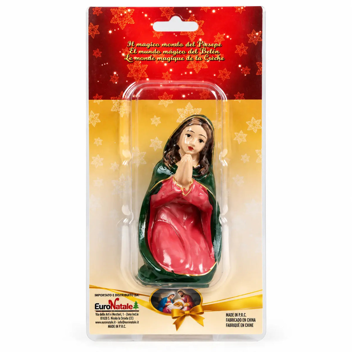 Statuetta Madonna inginocchiata in resina h 15 cm