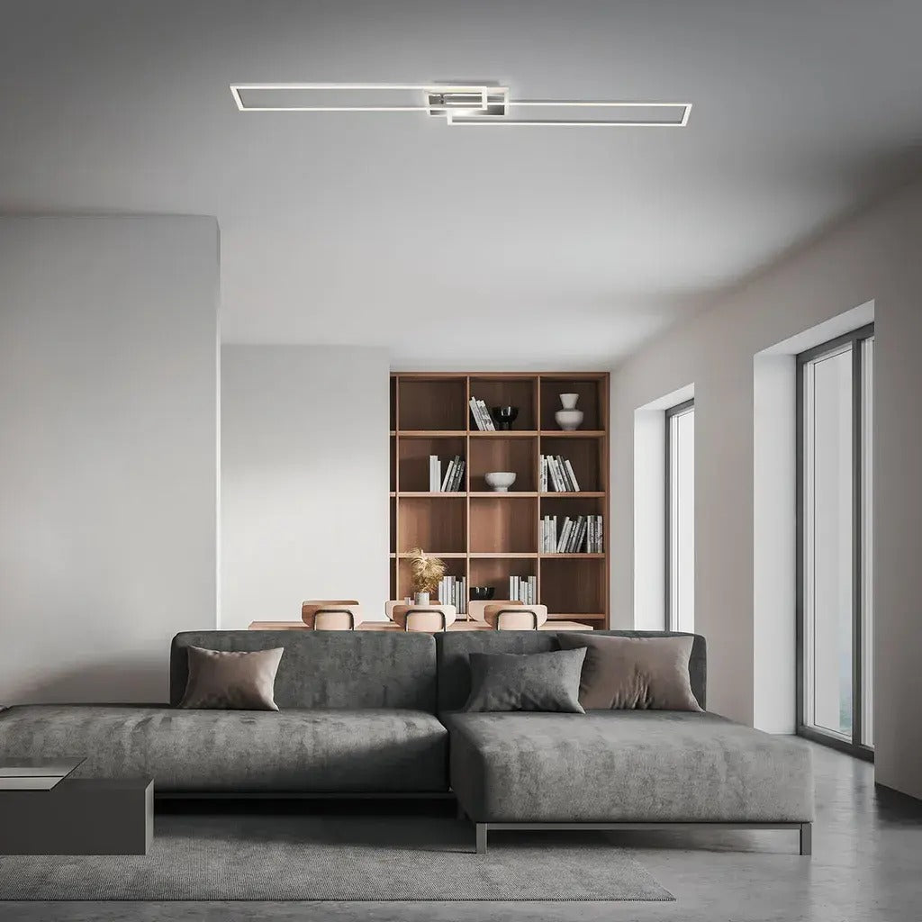 Plafonnier LED dimmable avec télécommande 40W métal argenté