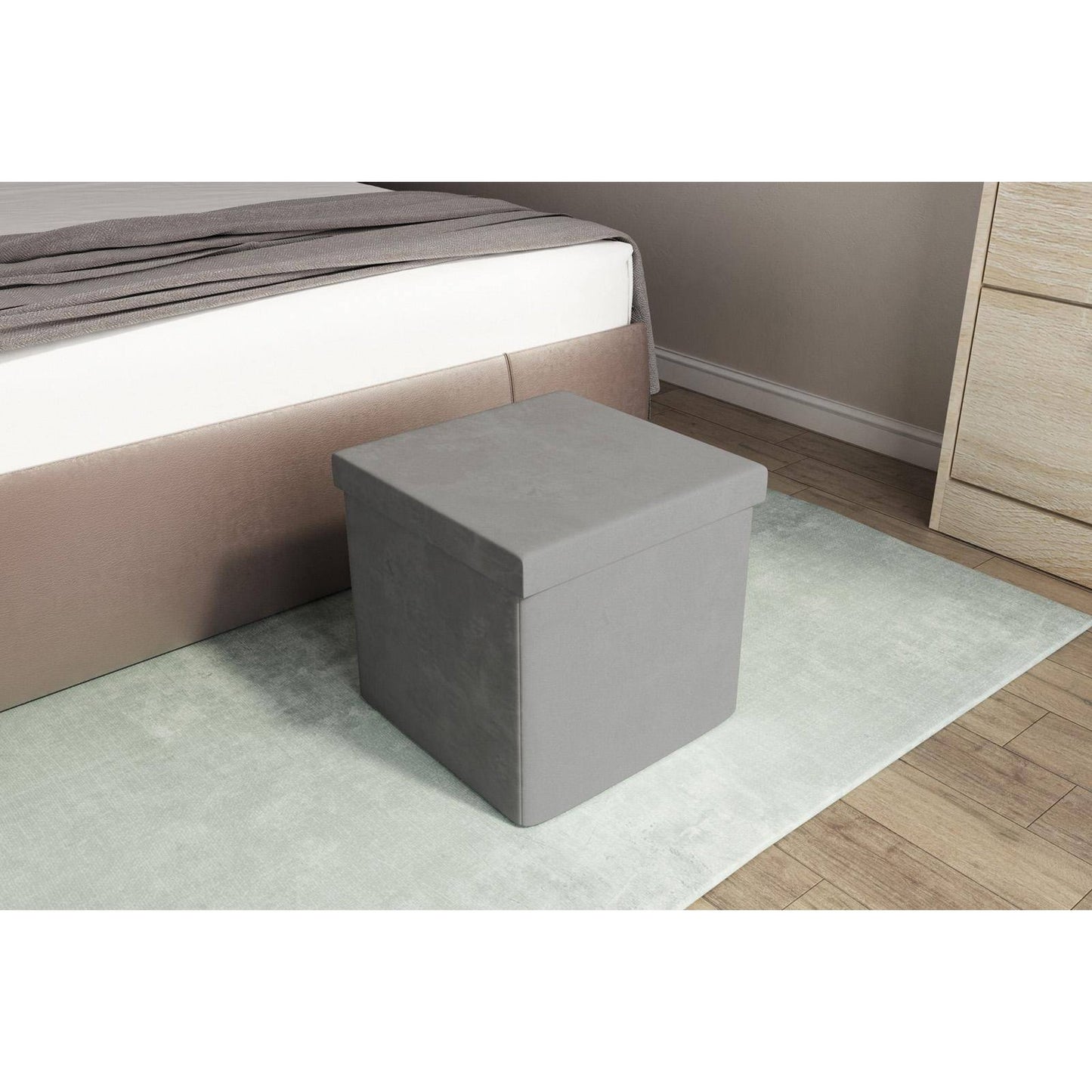 Pouf de rangement gris 38x38xh38 cm