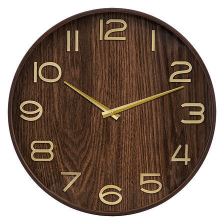 Horloge en bois foncé D. 55 x D. 5,5 cm
