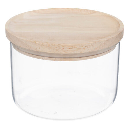 Barattolo ermetico in vetro e legno 12,5x9 cm