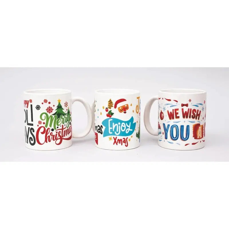Tazza in ceramica con scritte colorate Ø 8x9,5h - 1 pezzo assortito