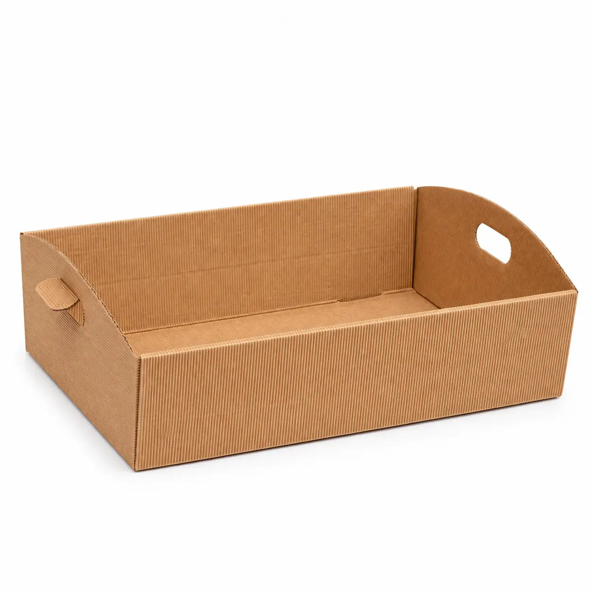 Cesto in cartone ondulato avana con manici cm 45 x 35 x 11,5 h