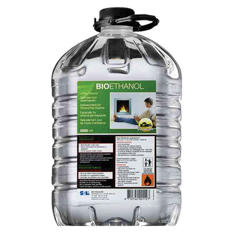 Bioéthanol naturel inodore 5 litres lumière de ferme biologique 95% pour cheminée et poêles