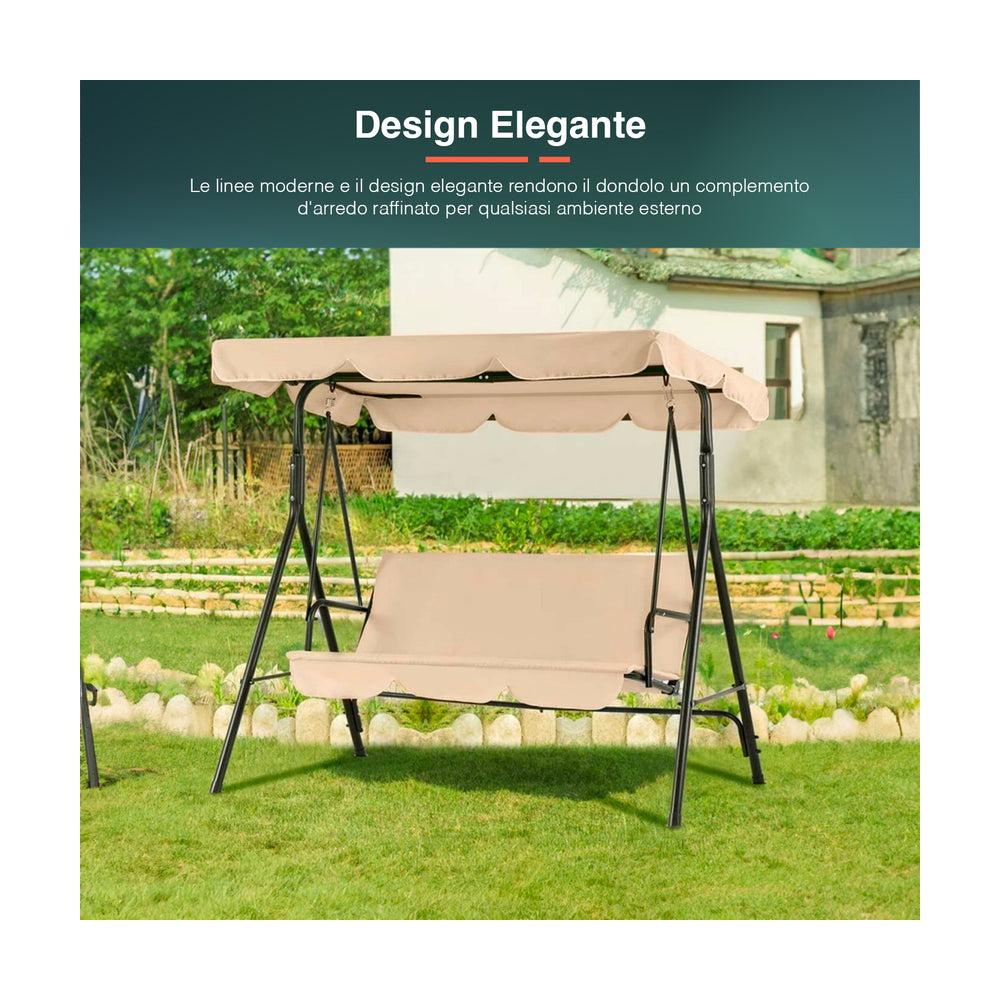Dondolo En Acier Peint, Toile Polyester Beige