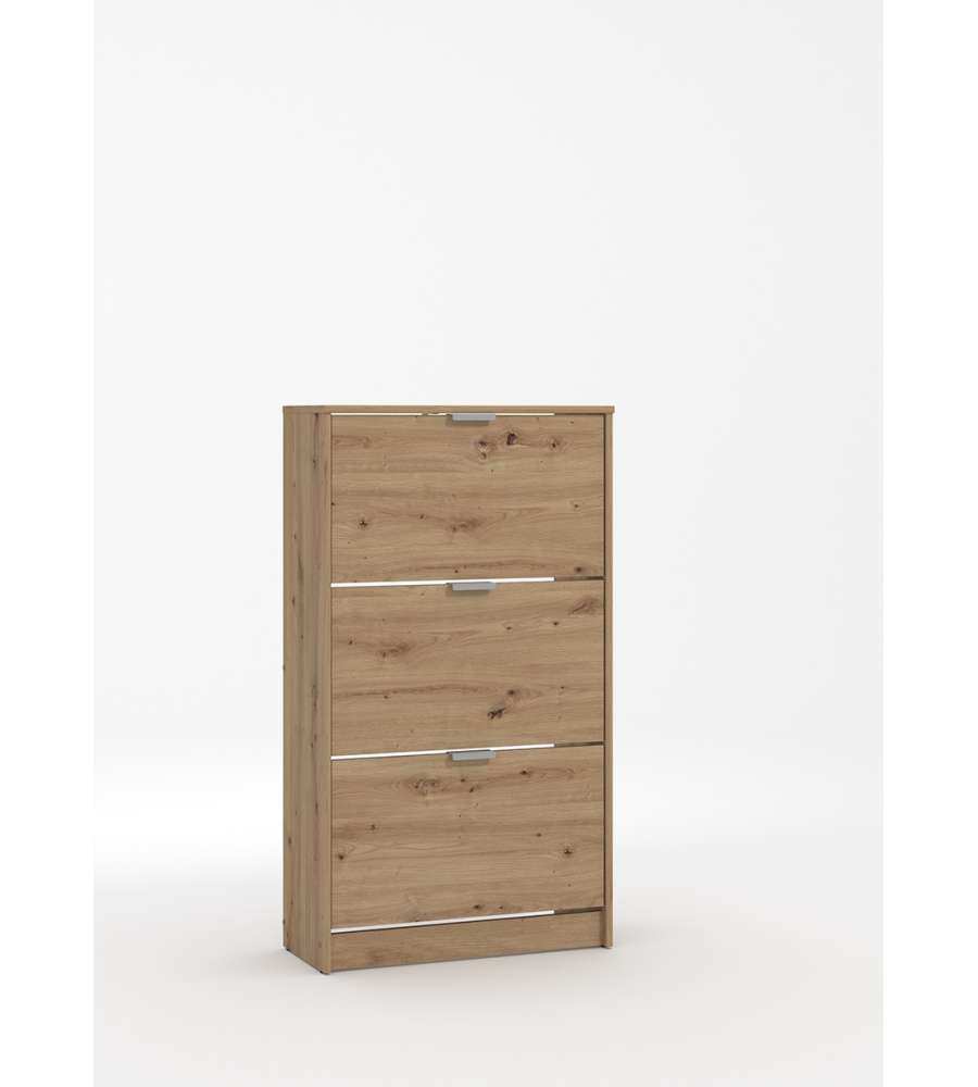 Étagère à chaussures en chêne 67x28x119 cm avec 3 portes