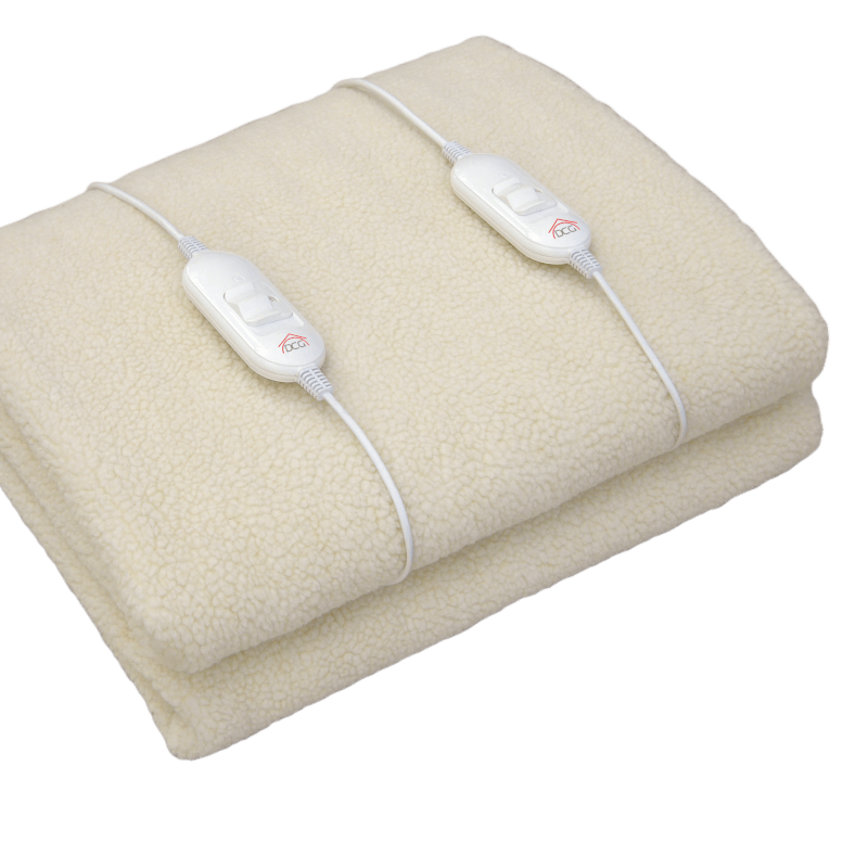 Chauffe-lit électrique double en laine synthétique 160x140 cm