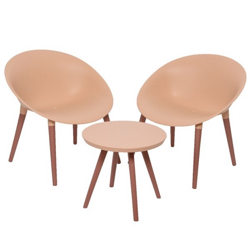 Salon en résine Marbella 3 pièces saumon - Dimensions : 74x67x78,5 cm