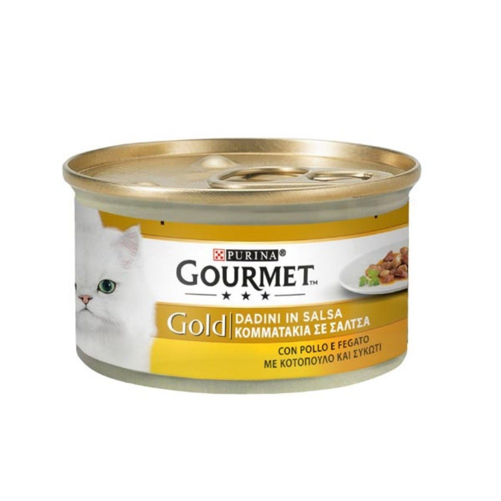 Gourmet Gold Dés de poulet et sauce au foie Purina 85 grammes