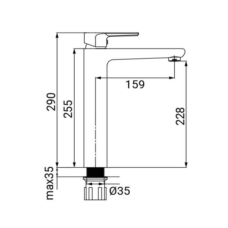 Mitigeur lavabo haut - Série Hope, finition chromée