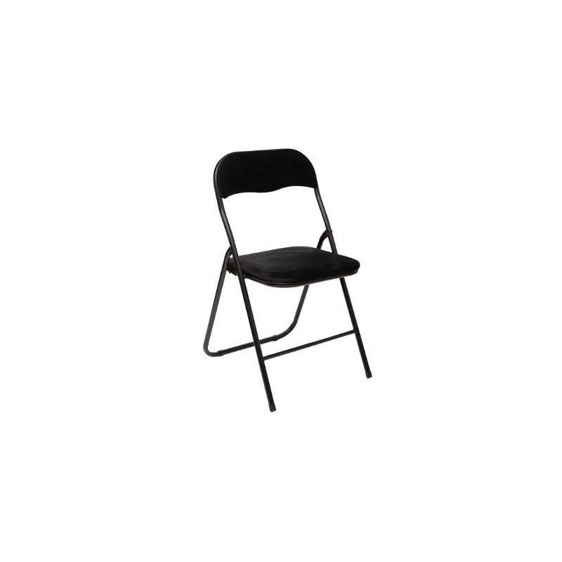 Chaise pliante gain de place en velours Noir 39x39x h79 cm