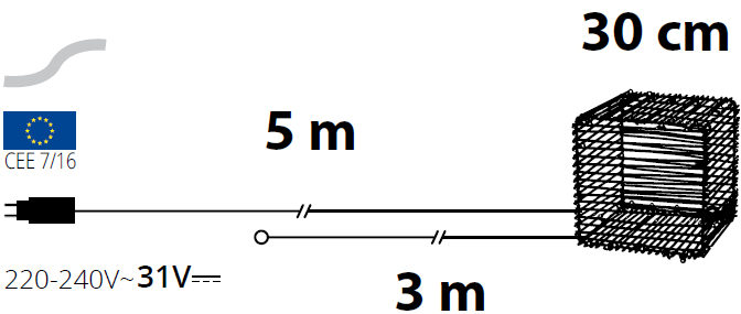 Cube ATS Argent 60 LED 4K 30cm
lumières de Noël
