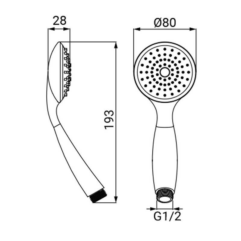 Douchette chromée Keros avec technologie anticalcaire monojet.