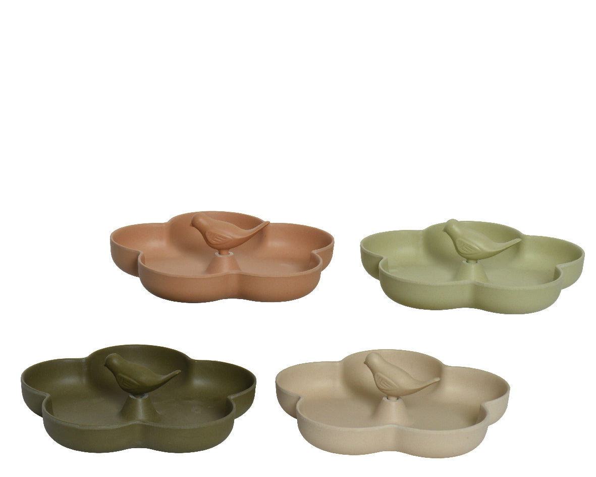 <p> Mangeoire à oiseaux en fibre de bambou fleurie</p>