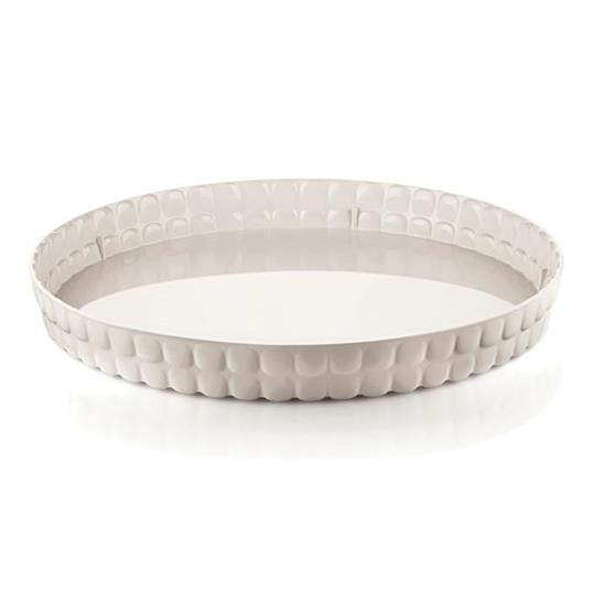 Plateau Tiffany rond blanc laiteux diamètre 35,6 cm.
