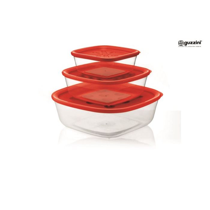 Lot de 3 contenants rouges de différentes tailles