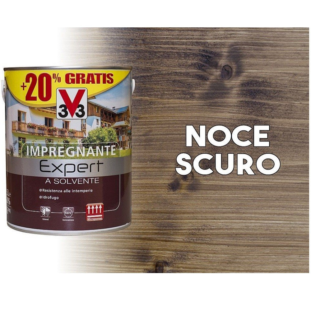 Lasure protectrice pour bois à base de solvant Expert noyer foncé 3 litres