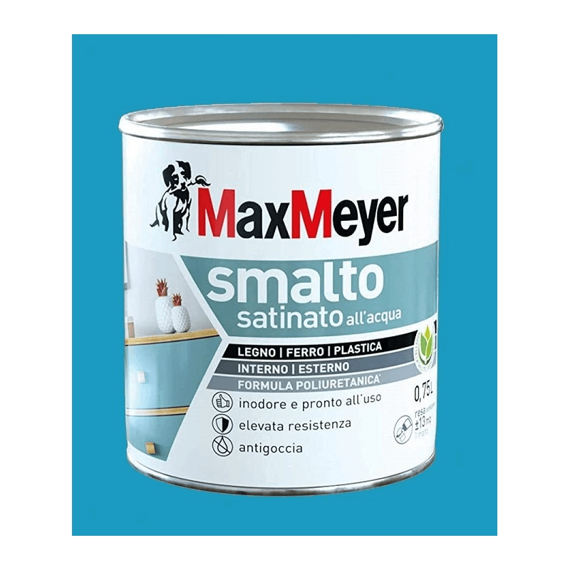 Émail satiné à l'eau, couleur fumée turquoise, 0,75 litre