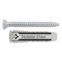 100 PCS - Ancrage en nylon 'X1 EVO' avec vis pour panneaux d'aggloméré TPS mm 5x25 et vis 4x30 Friulsider