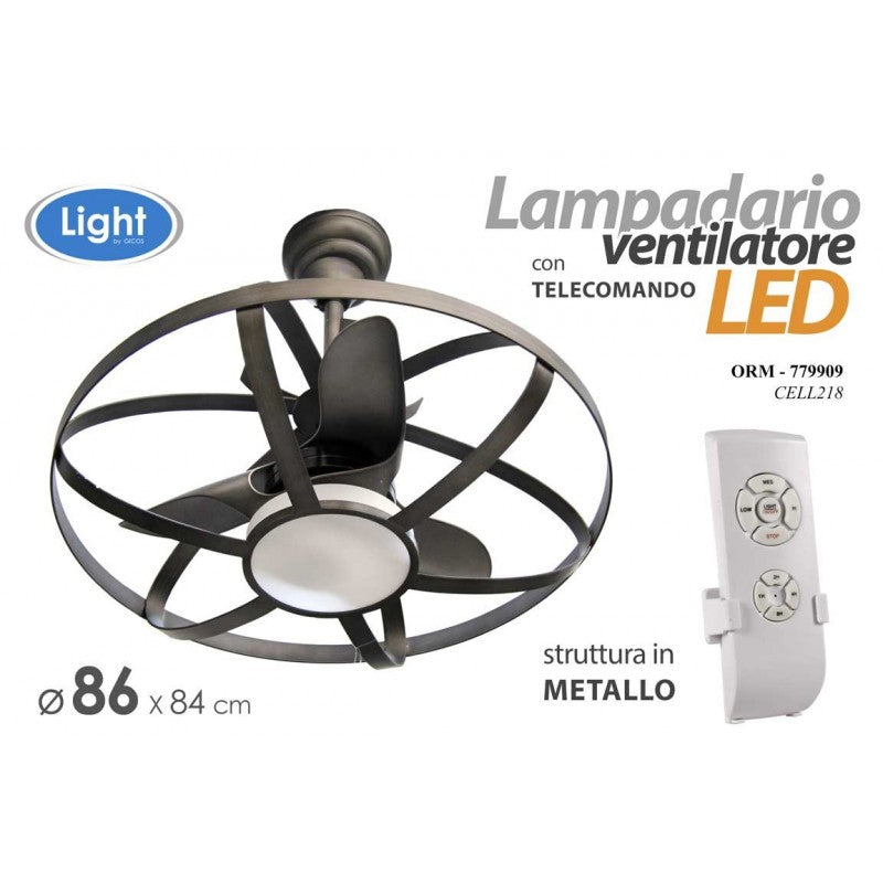 Lustre avec ventilateur LED et télécommande 86 cm