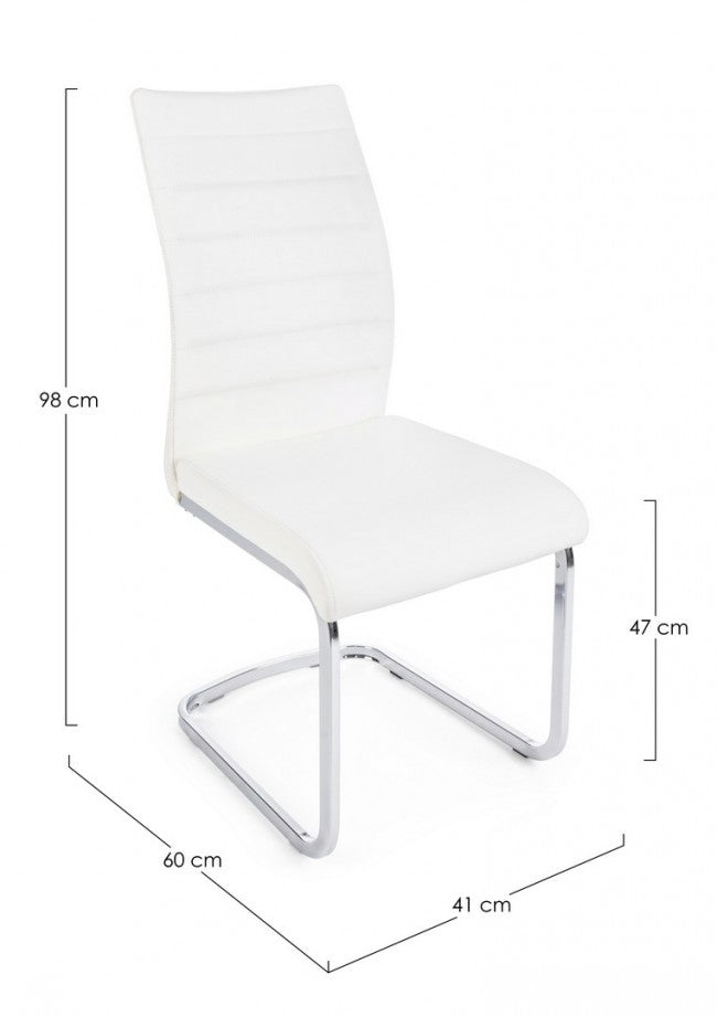 Chaise moderne rembourrée en similicuir blanc Myra