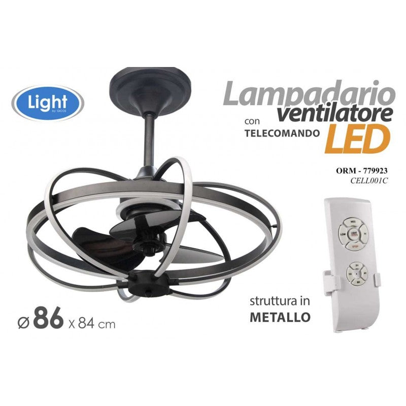 Chandelier LED avec ventilateur et télécommande 86 cm
