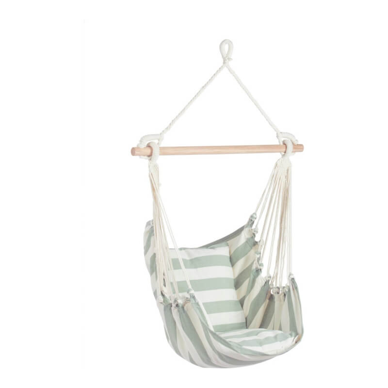 Hamac suspendu avec coussins blanc et sauge