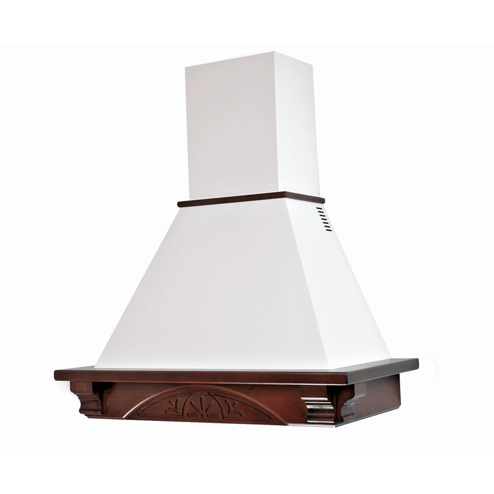 Hotte rustique blanche DOLCE VITA avec structure en bois de tabac 120 cm