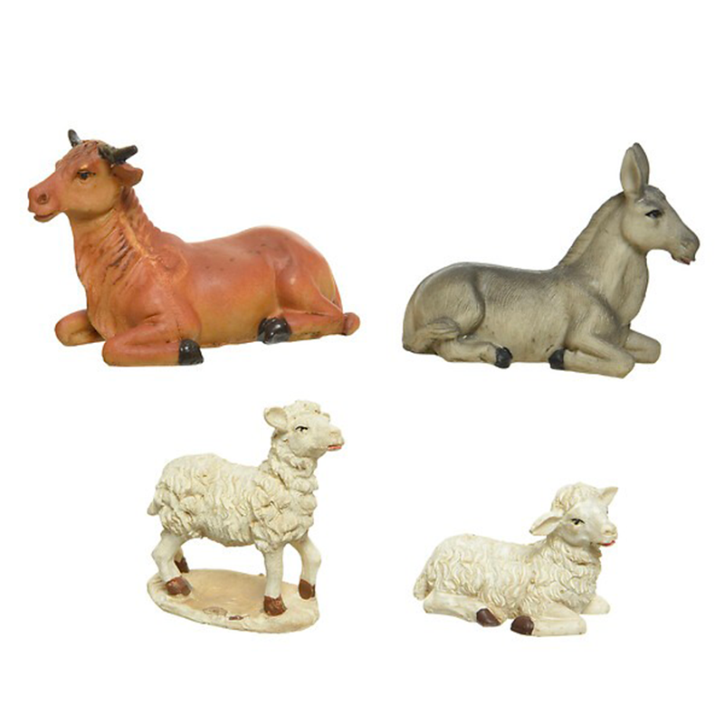 Lot de 4 animaux de crèche hauteur 3,7 cm