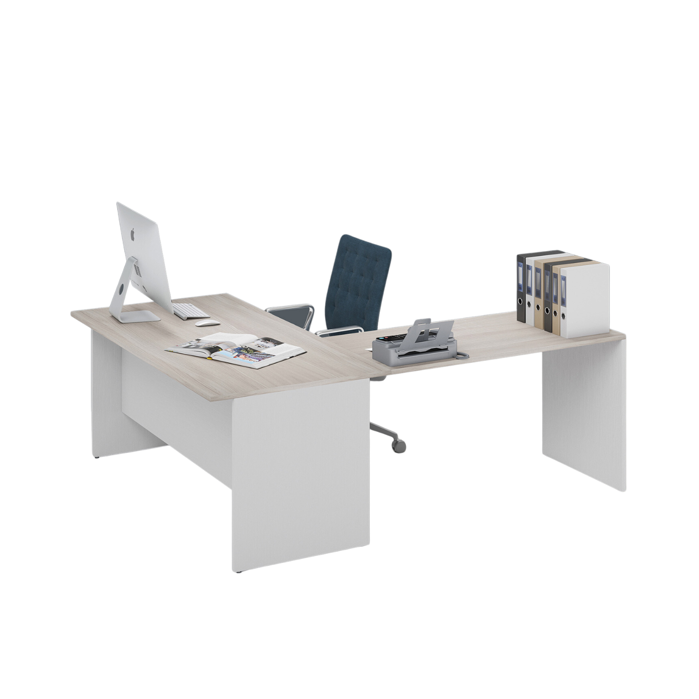 Bureau d'angle réversible coloris Olmo H74x160x200cm