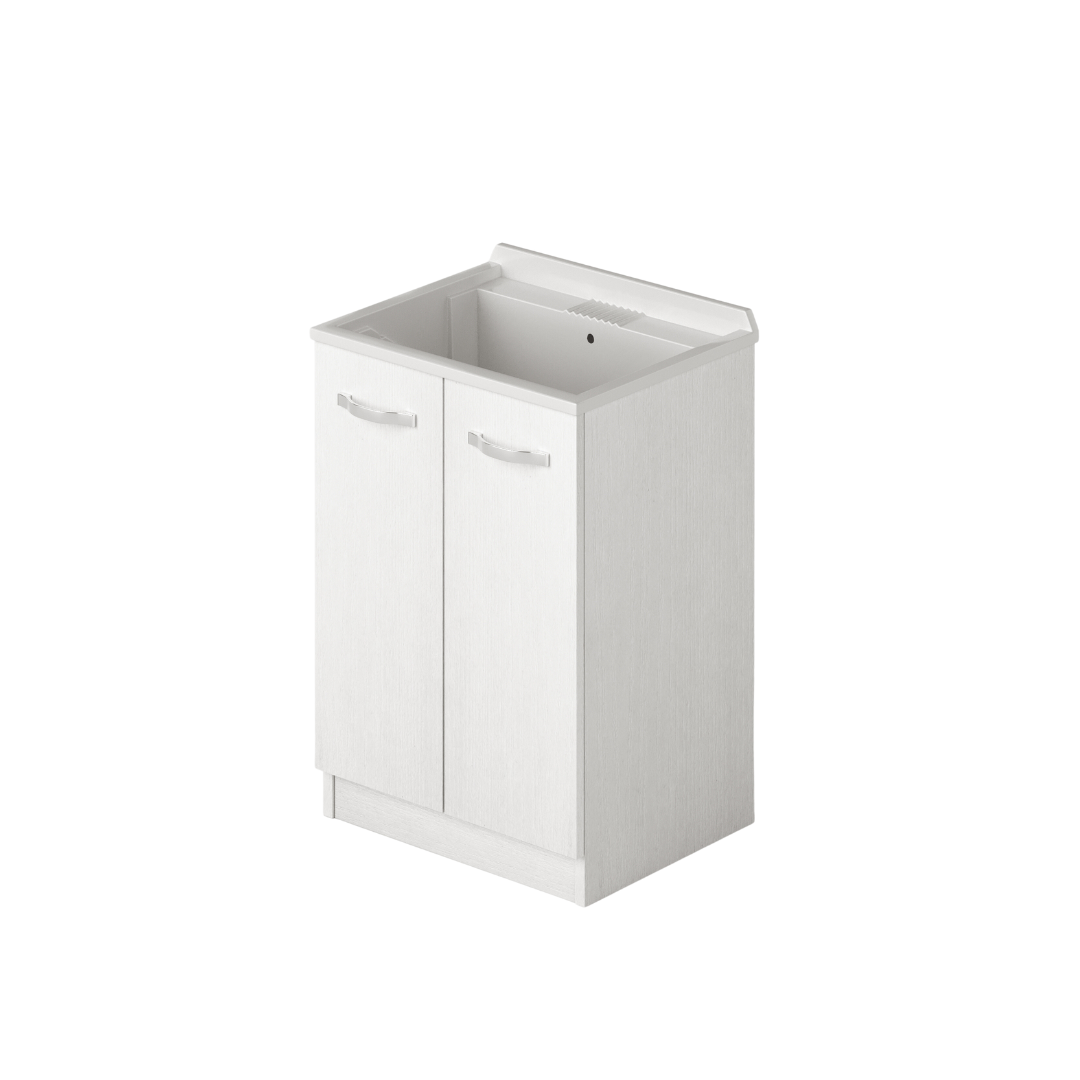 Meuble lavabo à linge avec 2 portes, coloris Blanc H86x61x50cm