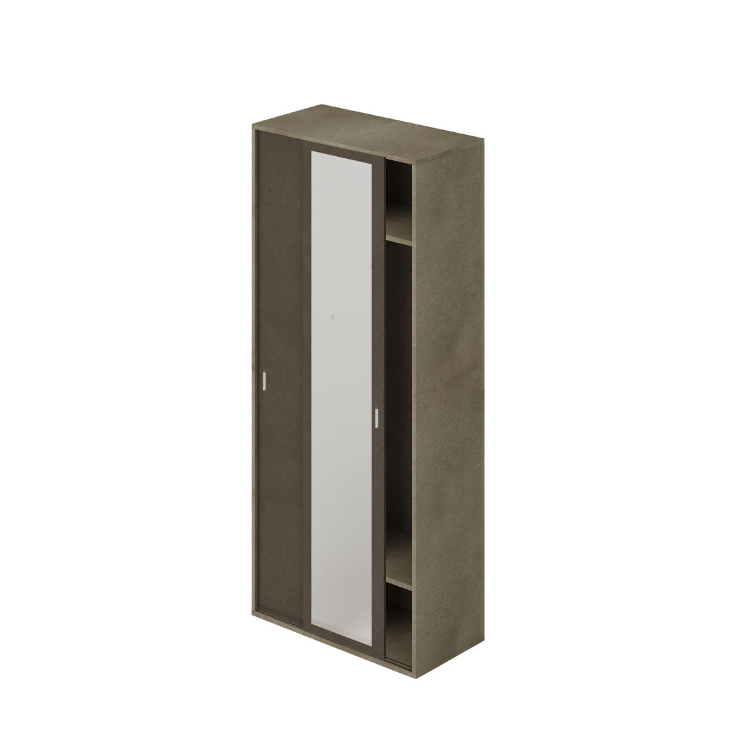 Armoire Avec Miroir, Portes Coulissantes, Porte-Manteau, Taupe Argile