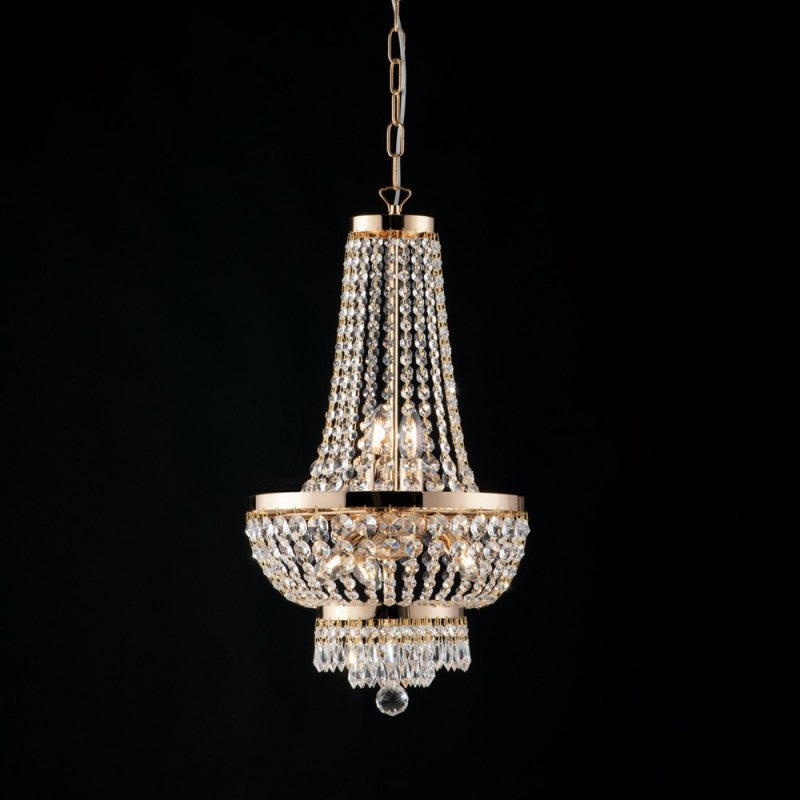 Lustre impérial en fer doré et laiton à cinq lumières 35x h70 cm