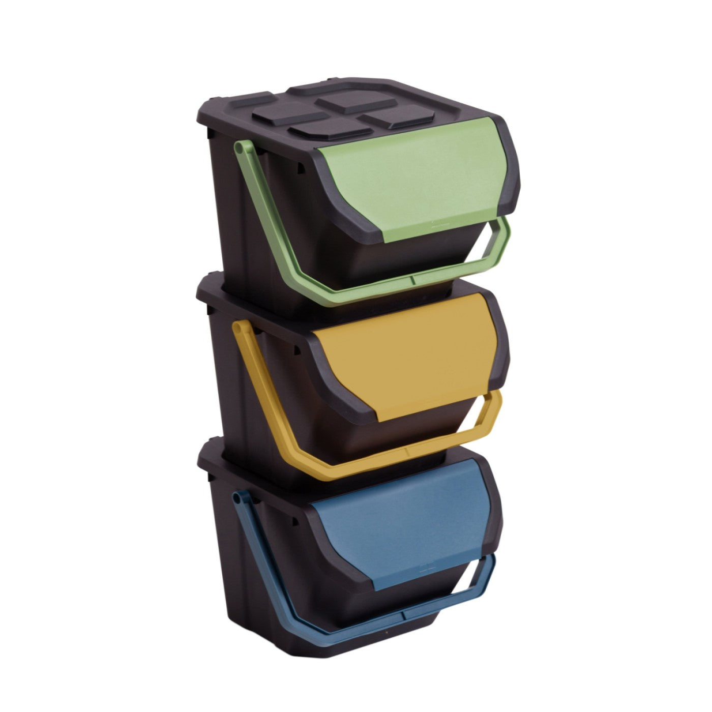 Lot de 3 poubelles Frida 24 L pour collecte sélective des déchets 33x25x40 cm