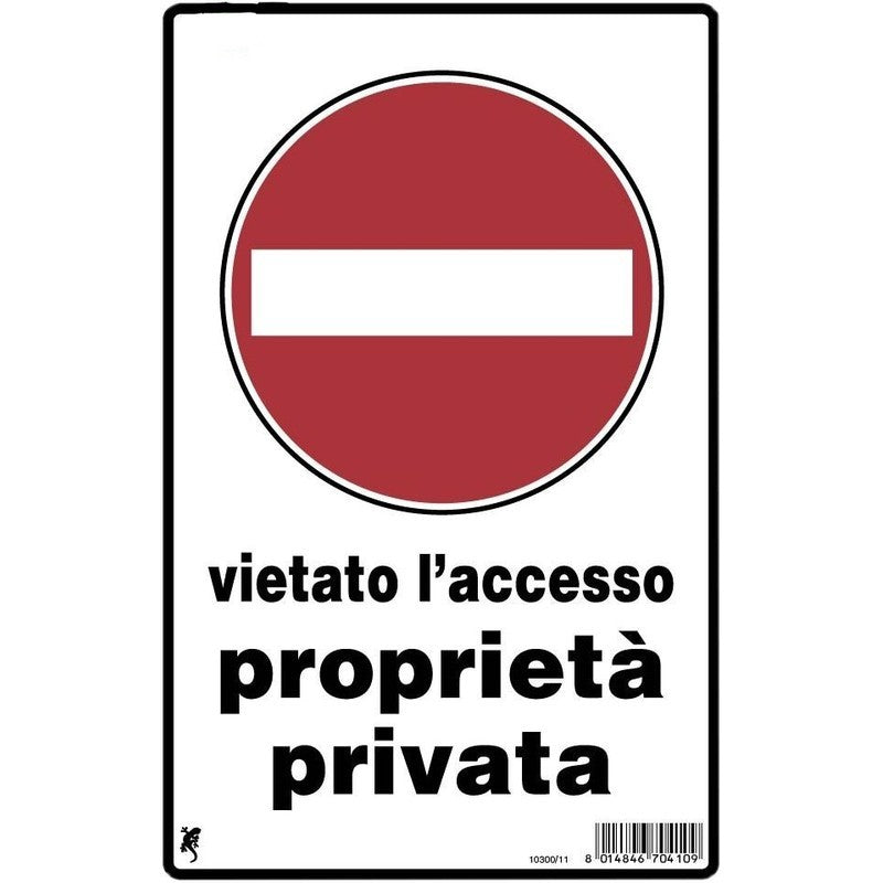 Panneau en plastique "accès interdit à la propriété privée" 30 x 20 cm