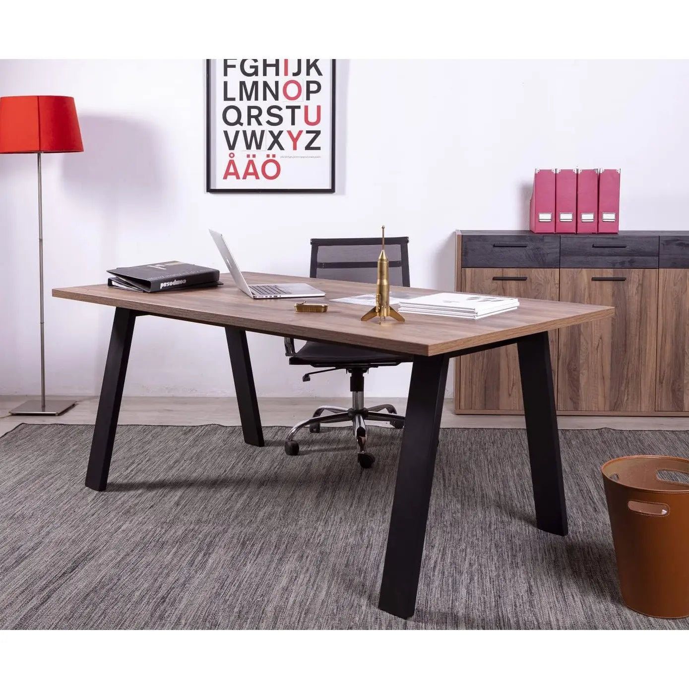 Bureau Da Vinci 180x90 cm noir et noyer Brera