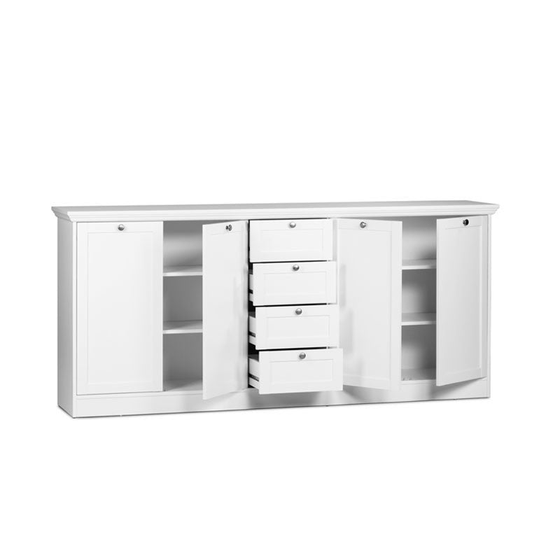 Mobile credenza 4 ante 4 cassetti colore bianco 200x40xh.90 cm