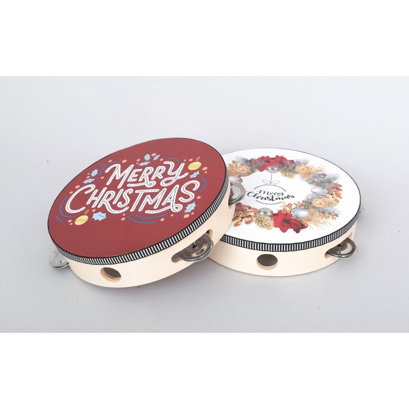 Tamburo natalizio in legno H15 cm bianco e rosso – 1 pezzo assortito