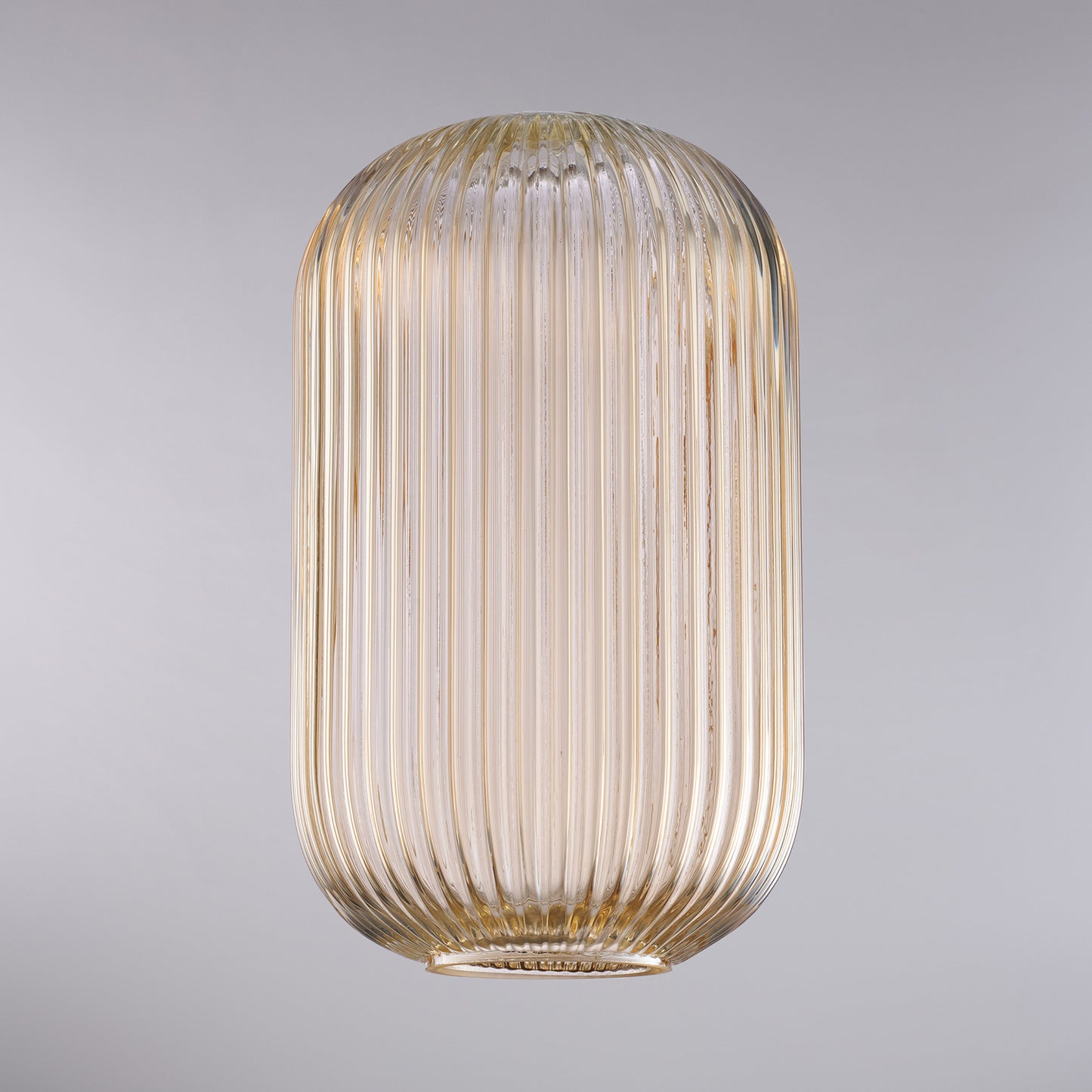 diffusore in vetro soffiato ambra con decoro rigatura in rilievo H.34 - Ø20