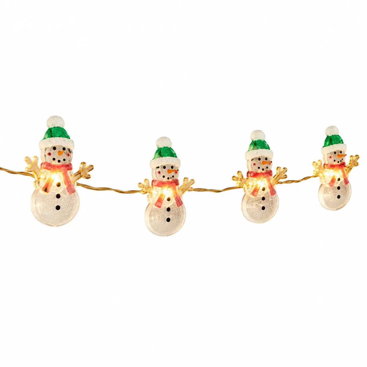 Catena luminosa con 20 pupazzi di neve LED a batteria 190 cm