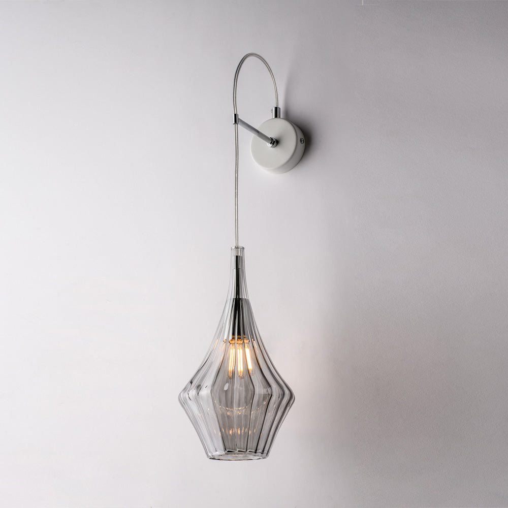 Applique in ferro con vetro grigio pyrex 1 luce H.64 - L.14 - P.21