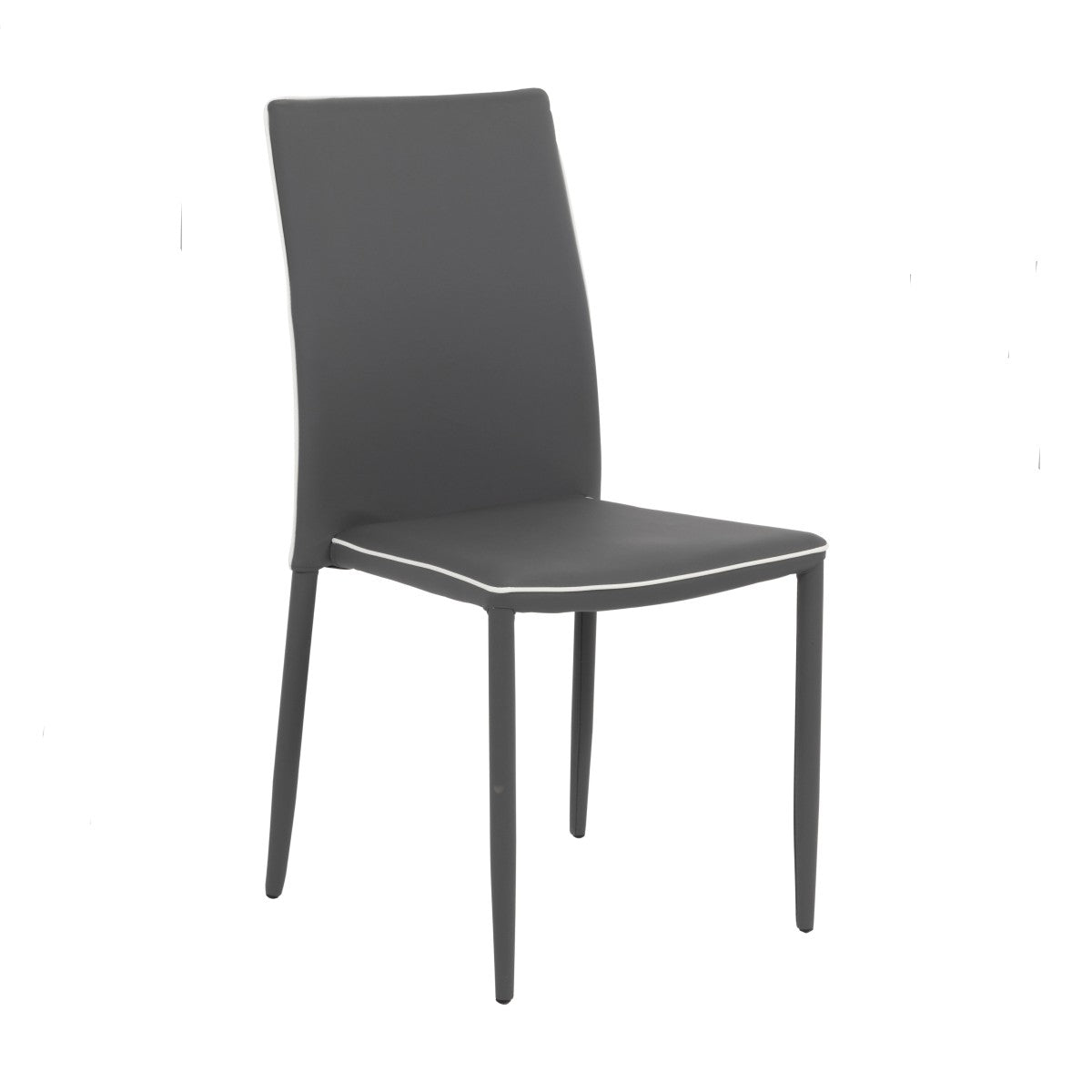 Chaise Nathalie en éco-cuir gris foncé 44x41x90 cm